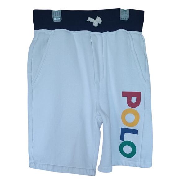 Polo Ralph Lauren Boy's White Shorts Fleece Drawstring Elastic Waist Size 8 - Picture 2 of 7